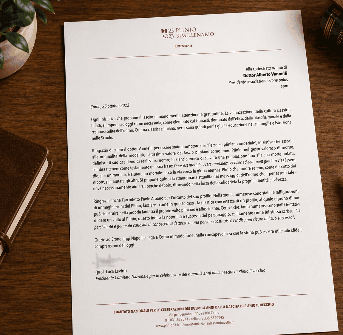 Lettera del prof. Luca Levrini ad Alberto Vannelli — ottobre 2023